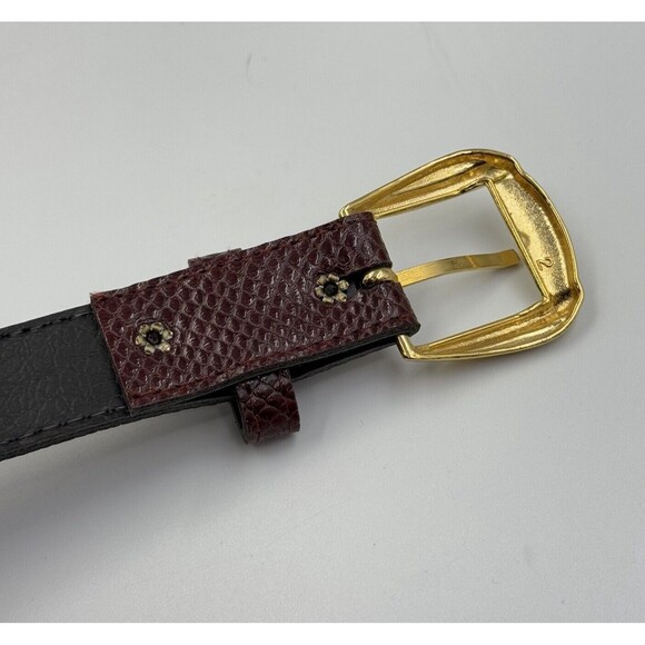 Women Snakeskin Pattern Dress Belt Slim Red Size 12 Gold Buckle - Picture 14 of 16